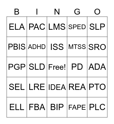 READING STAFF BINGO Card