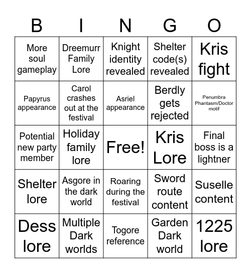 Chapter 5 Bingo Card