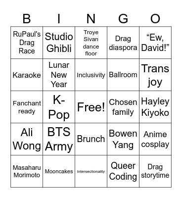 Pride & National Immigrant Heritage Month Bingo Card