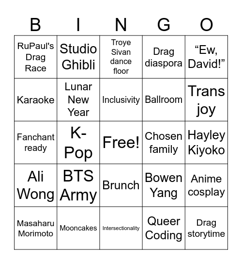 Pride & National Immigrant Heritage Month Bingo Card