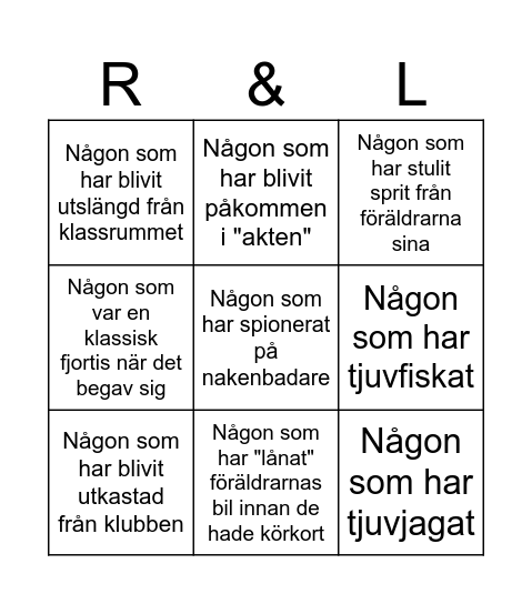 Fördomsbingo Card