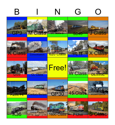 The Railroads of the Western U.S.A and Australia Bingo Card