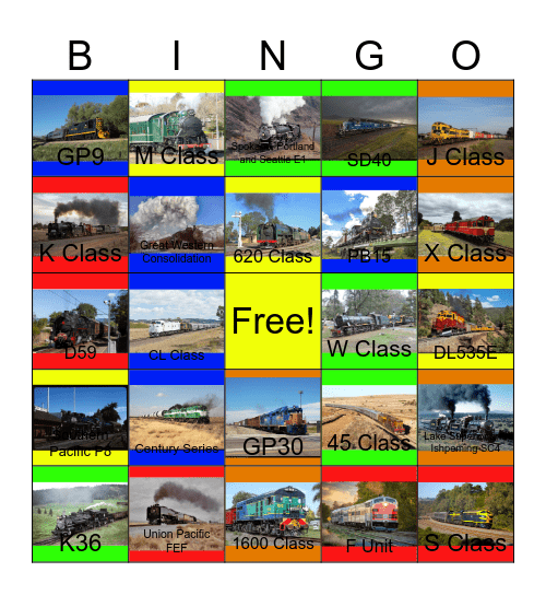 The Railroads of the Western U.S.A and Australia Bingo Card