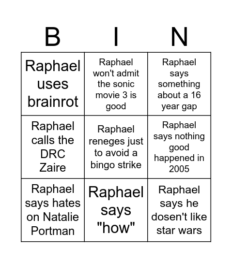 sdfgheujupfhjr'fivh3ihfnia Bingo Card