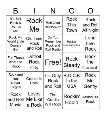 Rock and Roll! Bingo Card