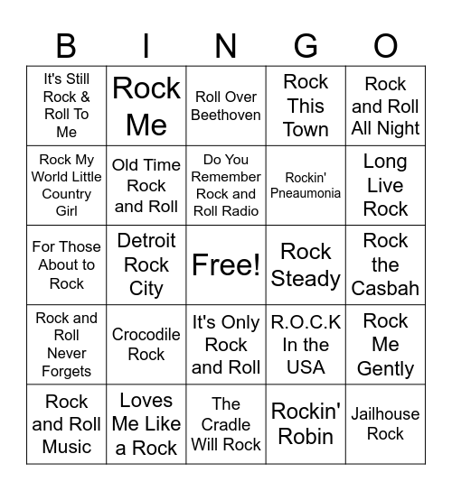 Rock and Roll! Bingo Card