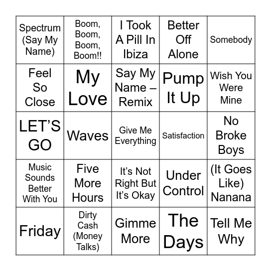 MB 54 Bingo Card
