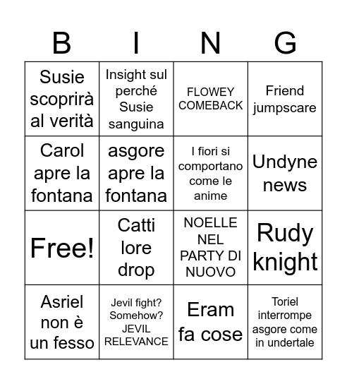 DELTARUNE CH5 Bingo Card