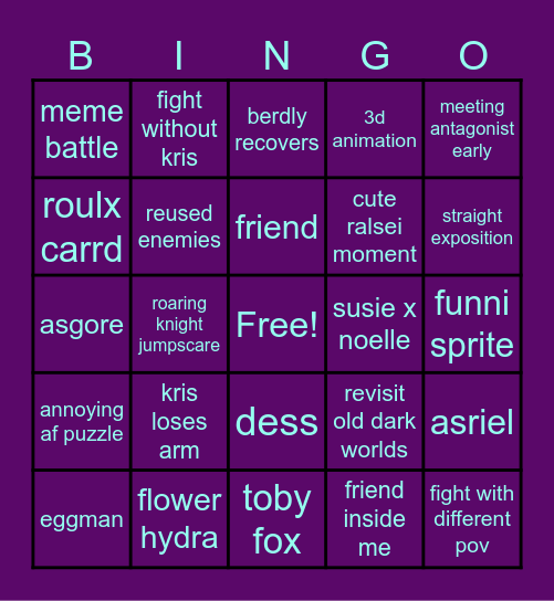 deltarune chap 5 Bingo Card