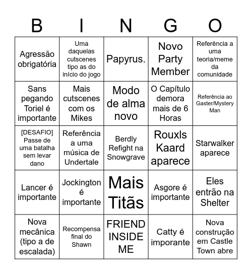 deltarune ch.5 Bingo Card