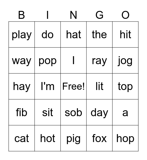 Ms. Hoehnen's Bingo Card