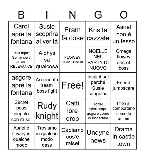 DELTARUNE CH5 Bingo Card