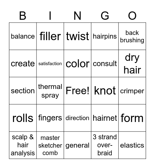 Long Hair Design Bingo Card