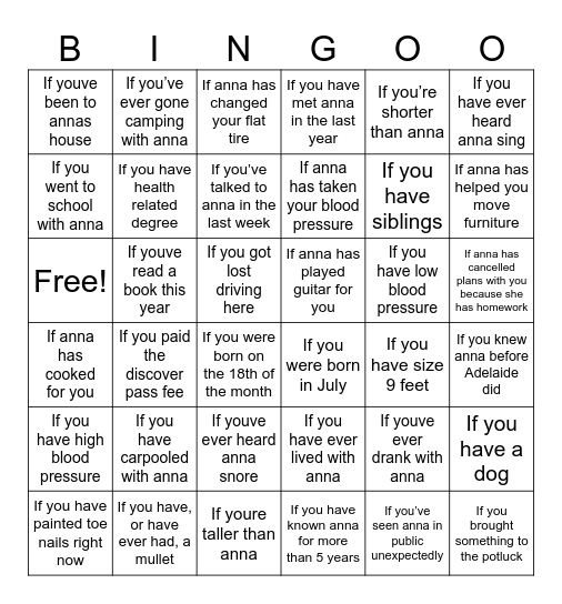 Anna Graduated!!! Bingo Card