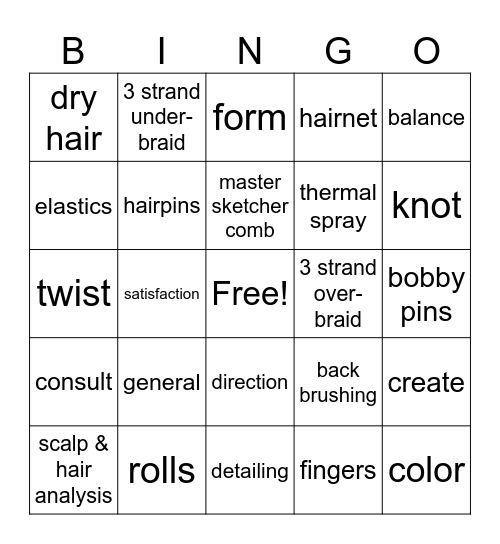 Long Hair Design Bingo Card