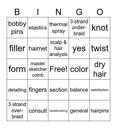 Long Hair Design Bingo Card