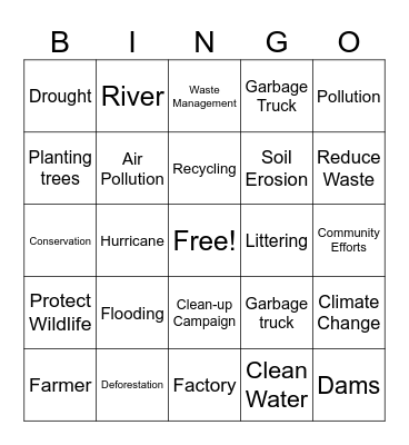 Environmental Issues Bingo Card