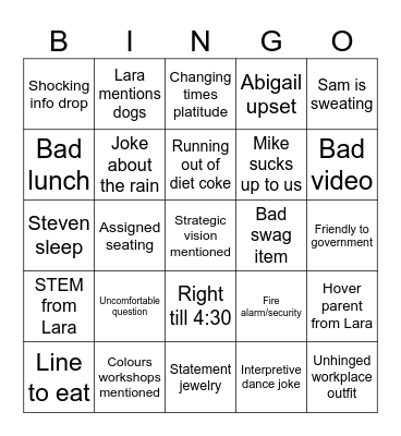 Retreat Bingo Card