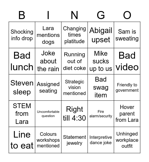 Retreat Bingo Card