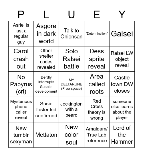 Deltarune Chapter 5 Bingo Card