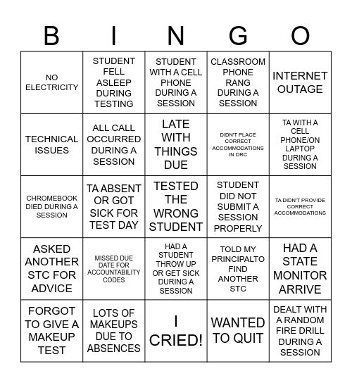 STC BINGO Card