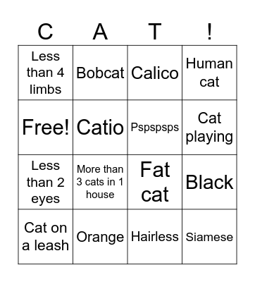 Cat Walk Bingo 2026 Bingo Card