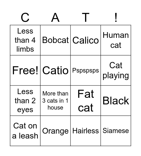 Cat Walk Bingo 2026 Bingo Card