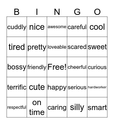 I Am Awesome BINGO Card