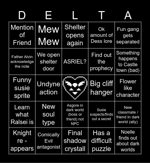 Deltarune Bingo Card