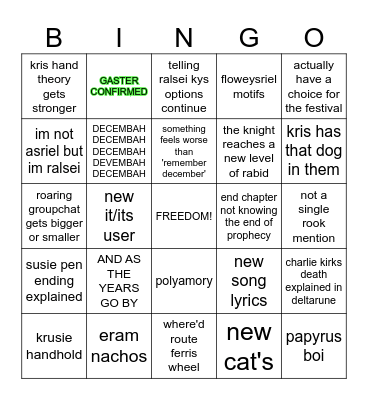 Dield of Pink and Gold Bingo Card