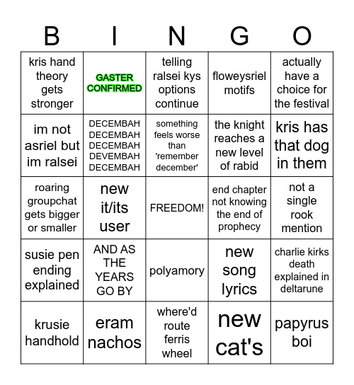 Dield of Pink and Gold Bingo Card