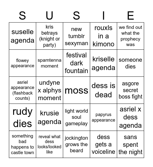 DELTARUNE Bingo Card