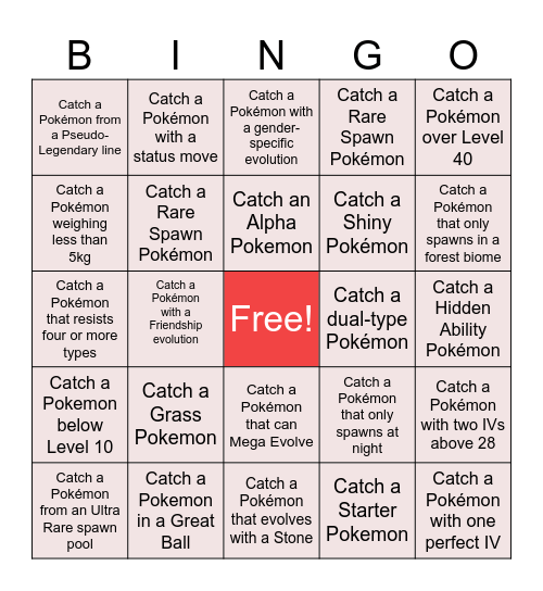 CC Pokedex Bingo #2 Bingo Card