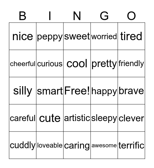 I Am Awesome BINGO Card