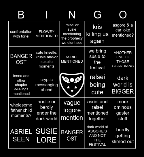 Deltarune Chapter 5 Bingo Card