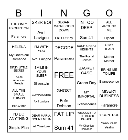 Heavy Banged Daughter Bingo Card