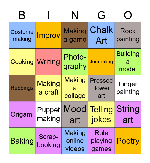 Creative expression Bingo Card