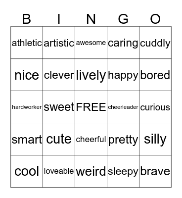 I Am Awesome BINGO Card