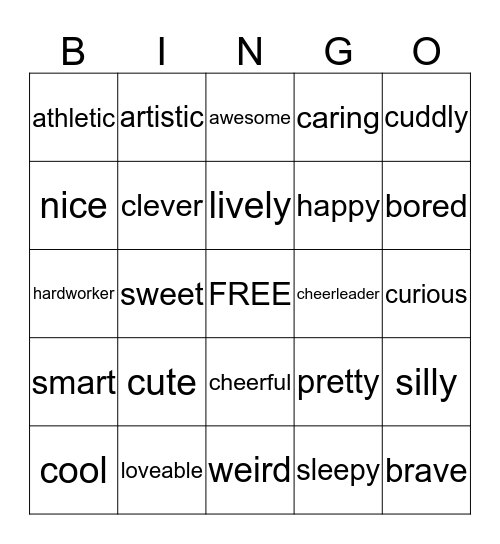 I Am Awesome BINGO Card