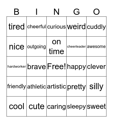 I Am Awesome BINGO Card