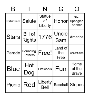 Independence Day Bingo Card