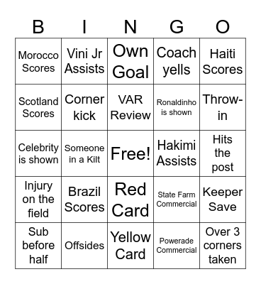 World Cup Party KCNCC Bingo Card