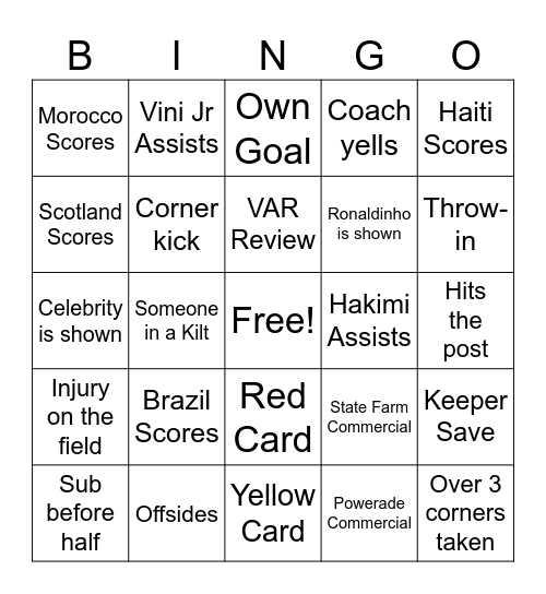 World Cup Party KCNCC Bingo Card