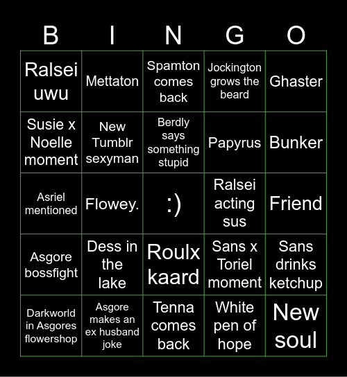 Deltarune Chapter 5 Bingo Card