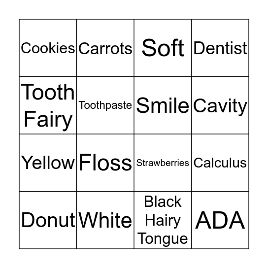 Healthy Smiles  Bingo Card