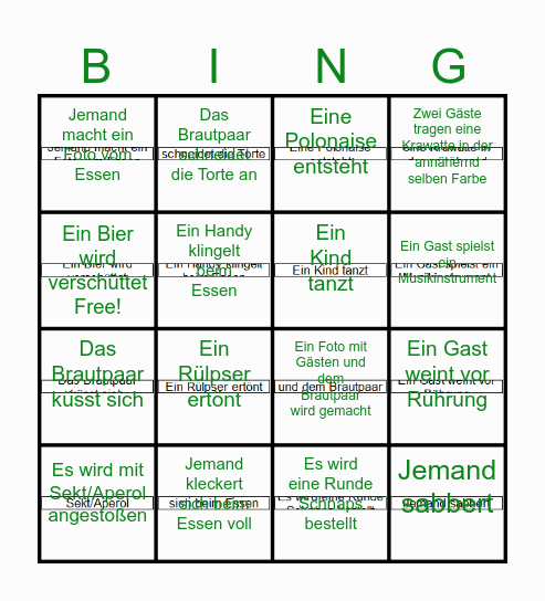 Hochzeitsbingo Card