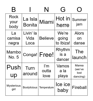 Summer Sundown Bingo Card