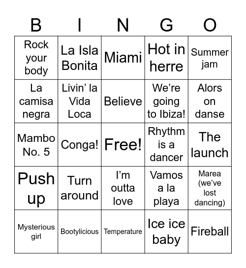 Summer Sundown Bingo Card