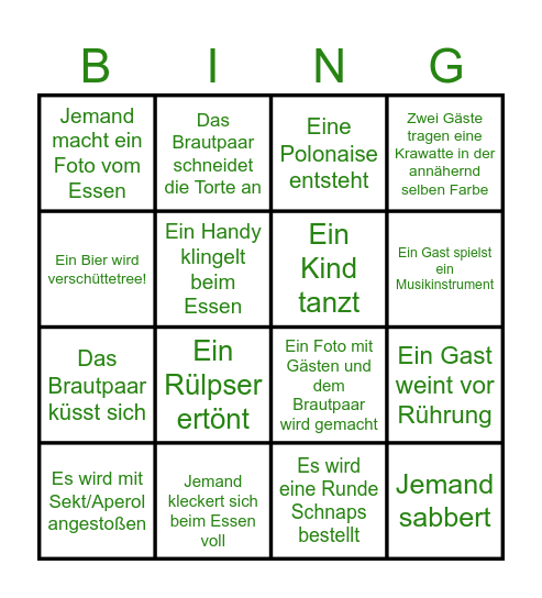 Hochzeitsbingo Card