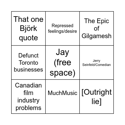 Matt Johnson Interview Topic Bingo Card